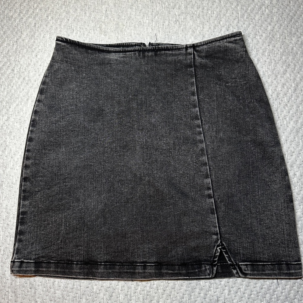 Black denim skirt